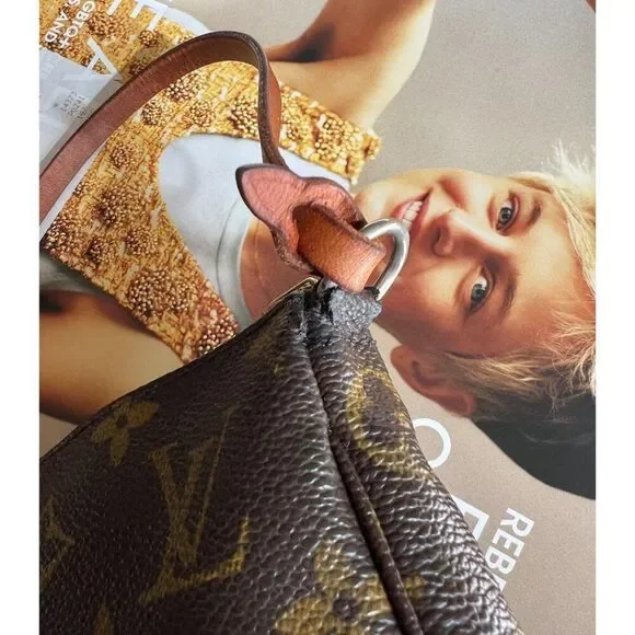 LOUIS VUITTON Pochette Accessoires Brown LV Logo Monogram Canvas Shoulder Bag - Picture 10 of 12